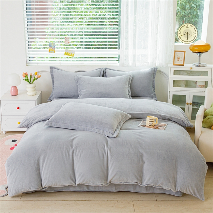 91家纺网 家纺一手货源 找家纺 锦罗绣 2025新款牛奶绒肌理纹单被套 浅灰