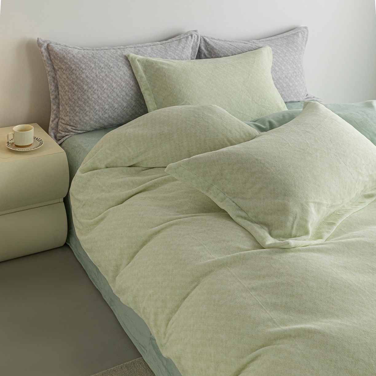 91家纺网 家纺一手货源 找家纺 锦罗绣 2025新款牛奶绒肌理纹单被套 肌理纹-绿