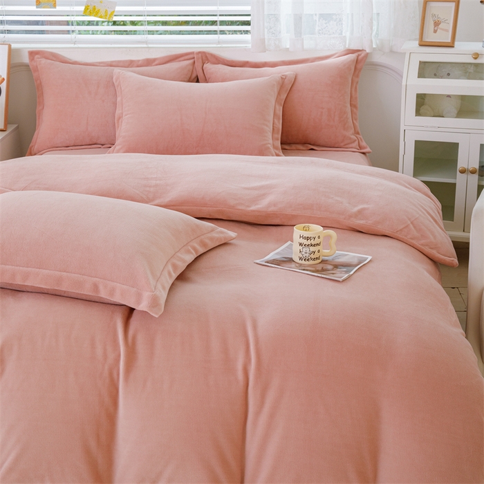 91家纺网 家纺一手货源 找家纺 锦罗绣 2025新款牛奶绒肌理纹单被套 暖橘