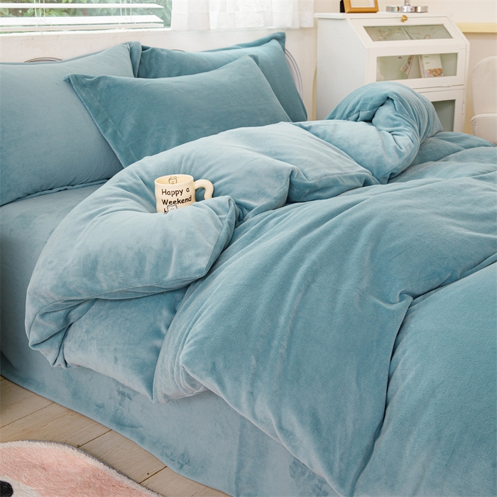 91家纺网 家纺一手货源 找家纺 锦罗绣 2025新款牛奶绒肌理纹单被套 繁星蓝