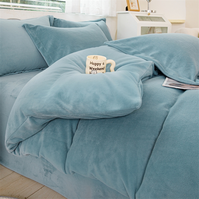 91家纺网 家纺一手货源 找家纺 锦罗绣 2025新款牛奶绒肌理纹单被套 繁星蓝