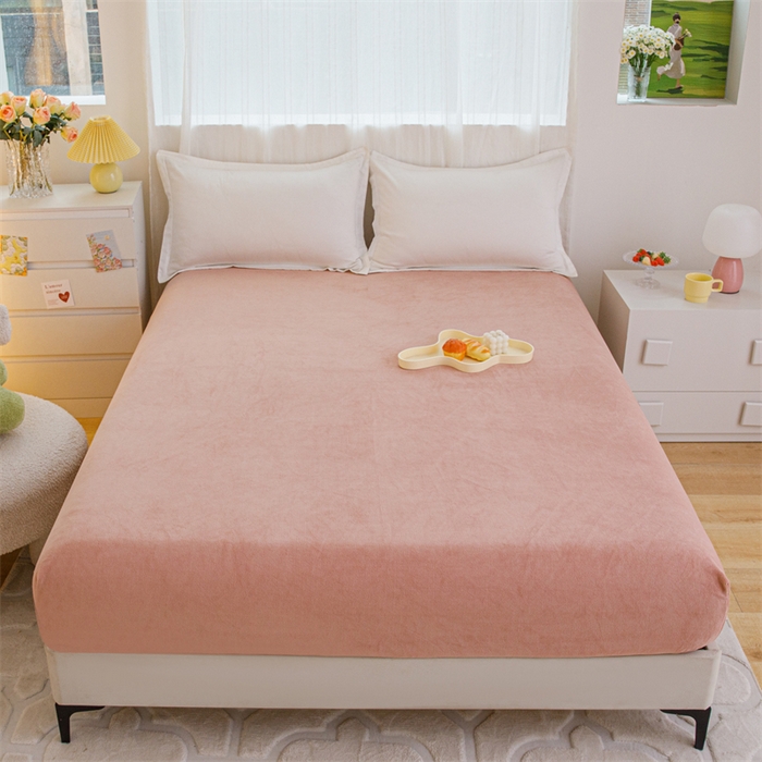 91家纺网 家纺一手货源 找家纺 锦罗绣 2025新款牛奶绒肌理纹四件套 暖橘