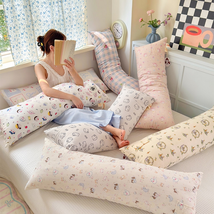 （总）贝扬思家纺 2025新款云感双层纱软萌长条抱枕系列~抱睡敲舒服~