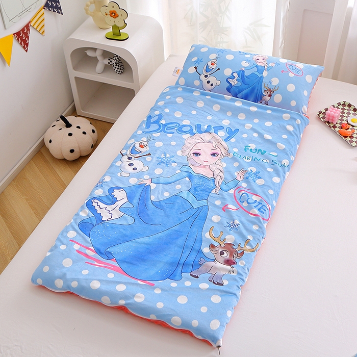 91家纺网 家纺一手货源 找家纺 八零年代 2025新款秋冬加厚豆豆绒儿童一体睡袋宝宝绒防踢被 雪公主