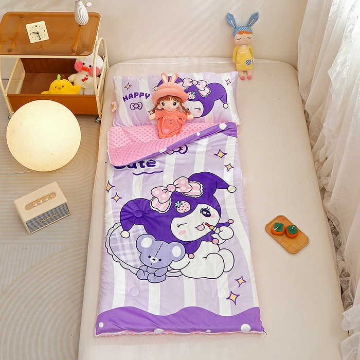 91家纺网 家纺一手货源 找家纺 （总）八零年代 2025新款秋冬加厚豆豆绒儿童一体睡袋宝宝绒防踢被