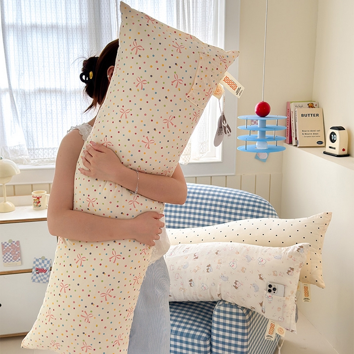 贝扬思家纺 2025新款云感双层纱软萌长条抱枕系列~抱睡敲舒服~ 点点蝴蝶