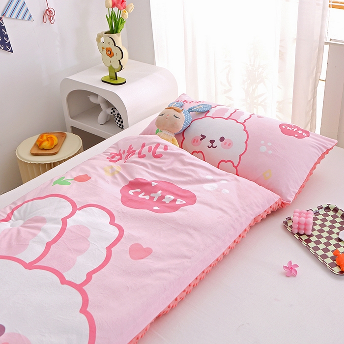 91家纺网 家纺一手货源 找家纺 （总）八零年代 2025新款秋冬加厚豆豆绒儿童一体睡袋宝宝绒防踢被