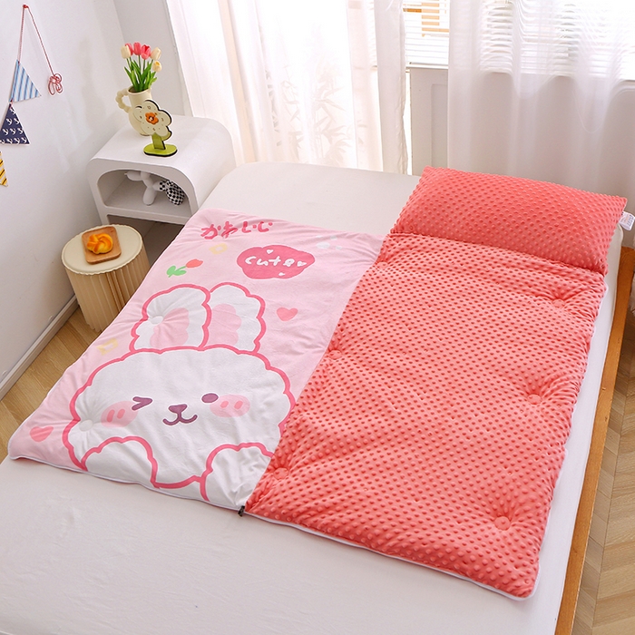 91家纺网 家纺一手货源 找家纺 （总）八零年代 2025新款秋冬加厚豆豆绒儿童一体睡袋宝宝绒防踢被