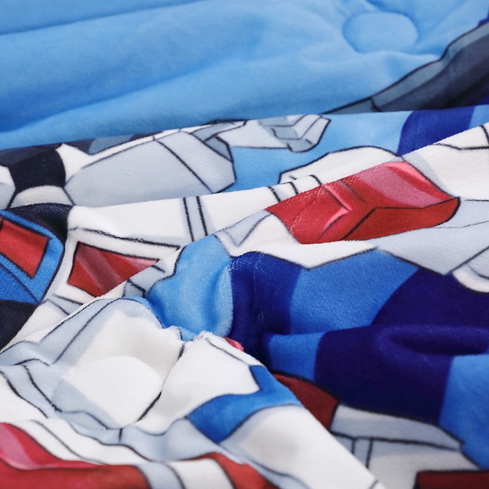 91家纺网 家纺一手货源 找家纺 八零年代 2025新款秋冬加厚豆豆绒儿童一体睡袋宝宝绒防踢被 机甲兄弟