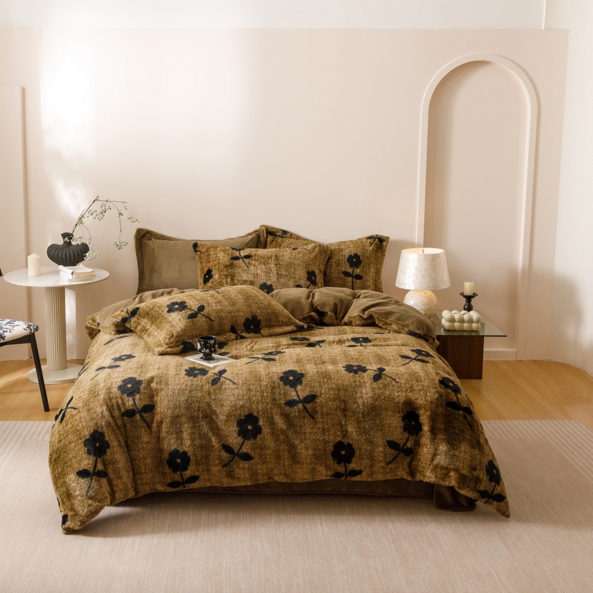 91家纺网 家纺一手货源 找家纺 （总）艾莱家纺 2025新款A类美拉德系兔绒超柔保暖四件套