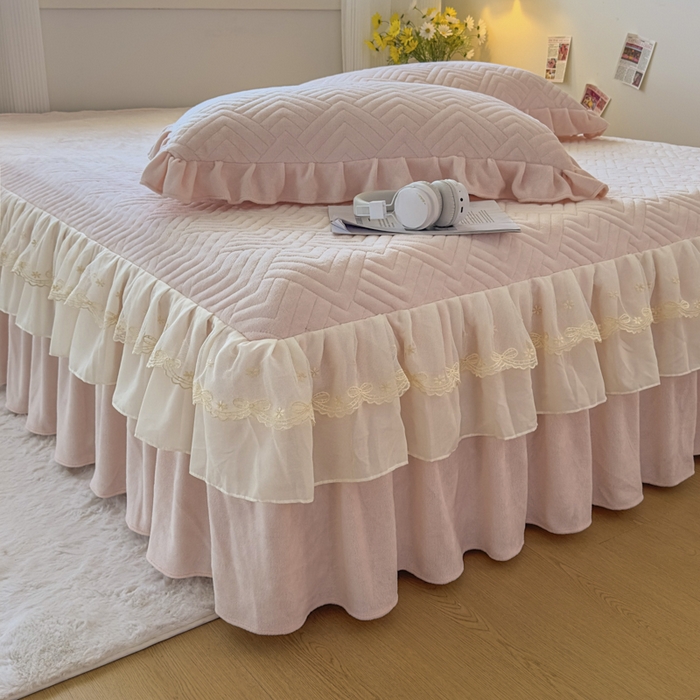 91家纺网 家纺一手货源 找家纺 （总）家之硕家纺 2025冬款高克重牛奶绒床裙四件套--暖阳系列