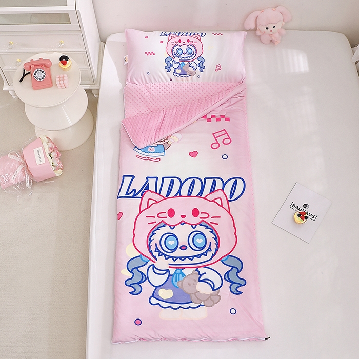 91家纺网 家纺一手货源 找家纺 八零年代 2025新款秋冬加厚豆豆绒儿童一体睡袋宝宝绒防踢被 拉多多