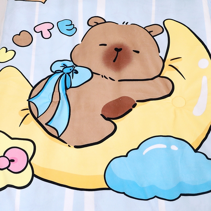 91家纺网 家纺一手货源 找家纺 八零年代 2025新款秋冬加厚豆豆绒儿童一体睡袋宝宝绒防踢被 月亮卡皮