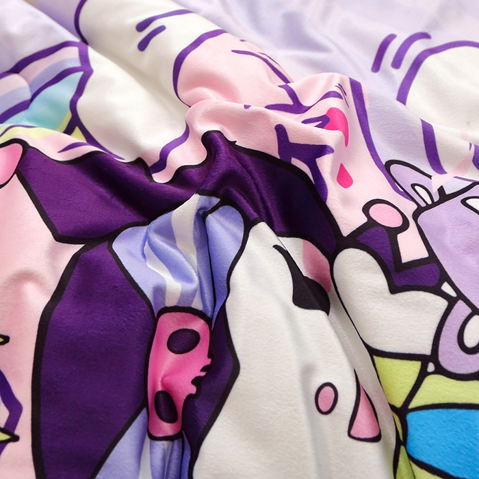 91家纺网 家纺一手货源 找家纺 八零年代 2025新款秋冬加厚豆豆绒儿童一体睡袋宝宝绒防踢被 彩虹库米