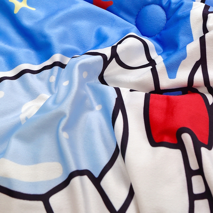 91家纺网 家纺一手货源 找家纺 八零年代 2025新款秋冬加厚豆豆绒儿童一体睡袋宝宝绒防踢被 太空旅行