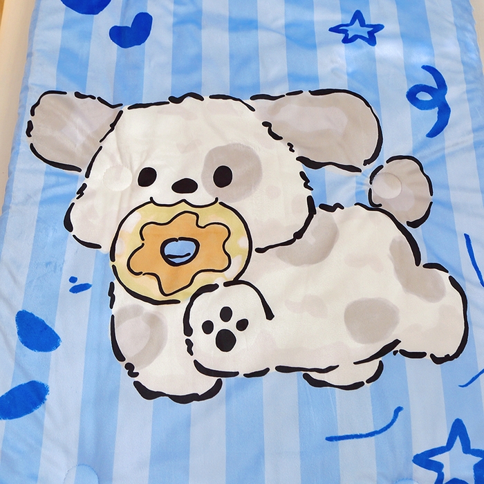 91家纺网 家纺一手货源 找家纺 八零年代 2025新款秋冬加厚豆豆绒儿童一体睡袋宝宝绒防踢被 饼干小狗