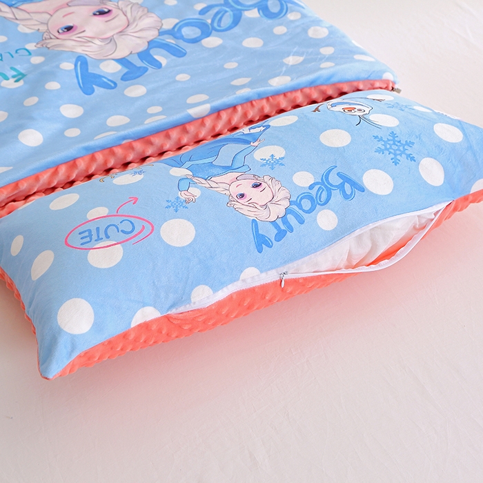91家纺网 家纺一手货源 找家纺 八零年代 2025新款秋冬加厚豆豆绒儿童一体睡袋宝宝绒防踢被 雪公主