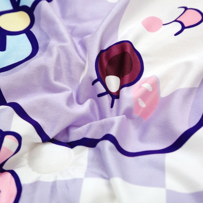 91家纺网 家纺一手货源 找家纺 八零年代 2025新款秋冬加厚豆豆绒儿童一体睡袋宝宝绒防踢被 格子紫兔