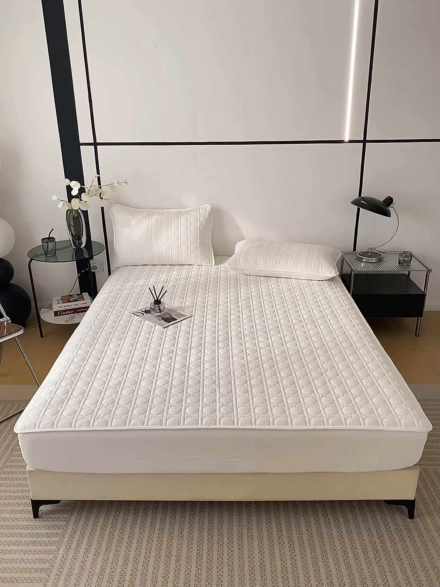 91家纺网 家纺一手货源 找家纺 （总）佳笠家居 2025新款全棉纯棉夹棉床笠四季通用席梦思保护套床罩-初见系列