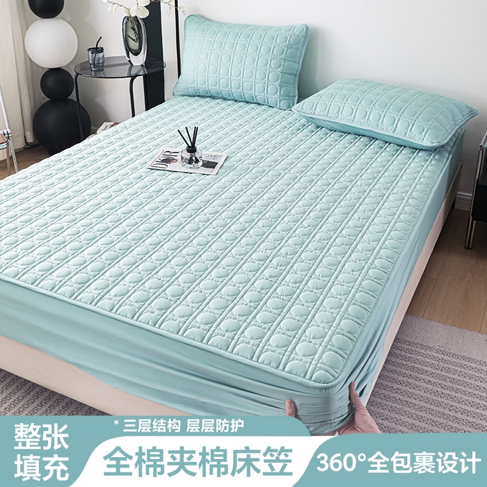 91家纺网 家纺一手货源 找家纺 （总）佳笠家居 2025新款全棉纯棉夹棉床笠四季通用席梦思保护套床罩-初见系列