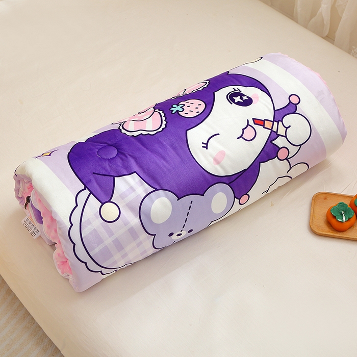 91家纺网 家纺一手货源 找家纺 八零年代 2025新款秋冬加厚豆豆绒儿童一体睡袋宝宝绒防踢被 条纹库米