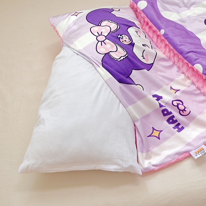 91家纺网 家纺一手货源 找家纺 八零年代 2025新款秋冬加厚豆豆绒儿童一体睡袋宝宝绒防踢被 条纹库米