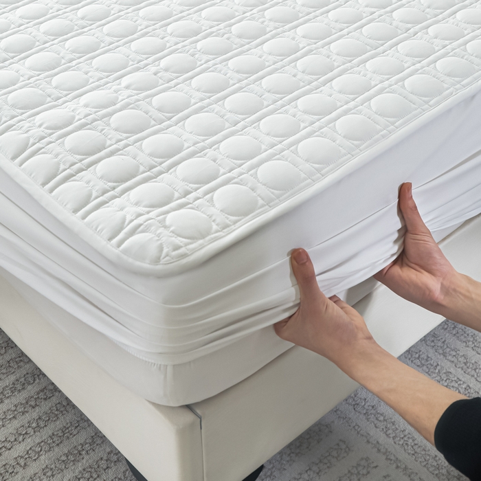 91家纺网 家纺一手货源 找家纺 佳笠家居 2025新款全棉纯棉夹棉床笠四季通用席梦思保护套床罩-初见系列 本白