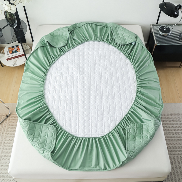 91家纺网 家纺一手货源 找家纺 佳笠家居 2025新款全棉纯棉夹棉床笠四季通用席梦思保护套床罩-初见系列 薄荷绿