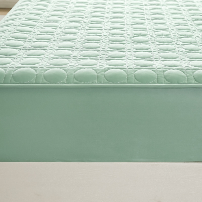 91家纺网 家纺一手货源 找家纺 佳笠家居 2025新款全棉纯棉夹棉床笠四季通用席梦思保护套床罩-初见系列 薄荷绿