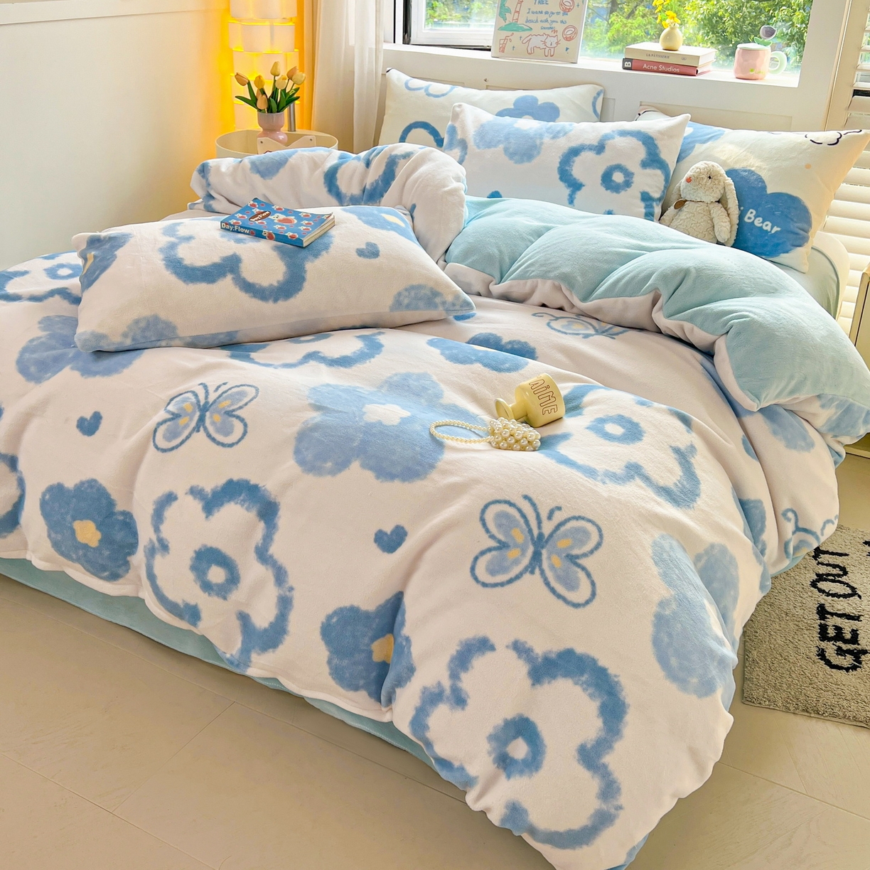 91家纺网 家纺一手货源 找家纺 LIFE.丽芙 2025秋冬新款A类牛奶绒加厚保暖单被套 花恋