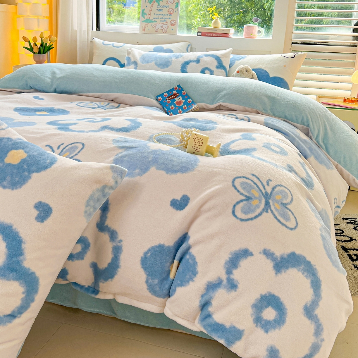 91家纺网 家纺一手货源 找家纺 LIFE.丽芙 2025秋冬新款A类牛奶绒加厚保暖单被套 花恋