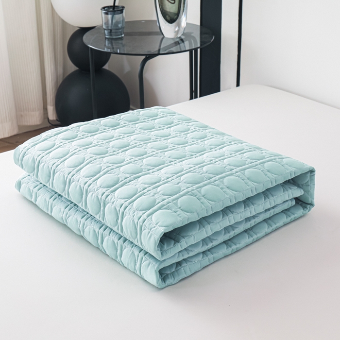 91家纺网 家纺一手货源 找家纺 佳笠家居 2025新款全棉纯棉夹棉床笠四季通用席梦思保护套床罩-初见系列 冰蓝