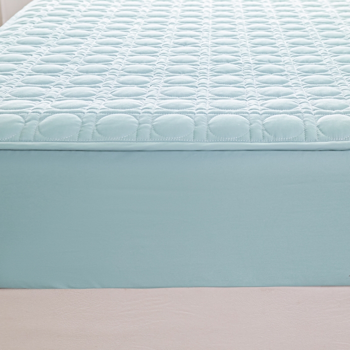 91家纺网 家纺一手货源 找家纺 佳笠家居 2025新款全棉纯棉夹棉床笠四季通用席梦思保护套床罩-初见系列 冰蓝