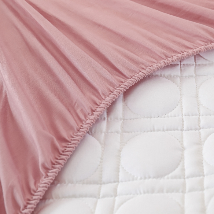 91家纺网 家纺一手货源 找家纺 佳笠家居 2025新款全棉纯棉夹棉床笠四季通用席梦思保护套床罩-初见系列 豆沙粉