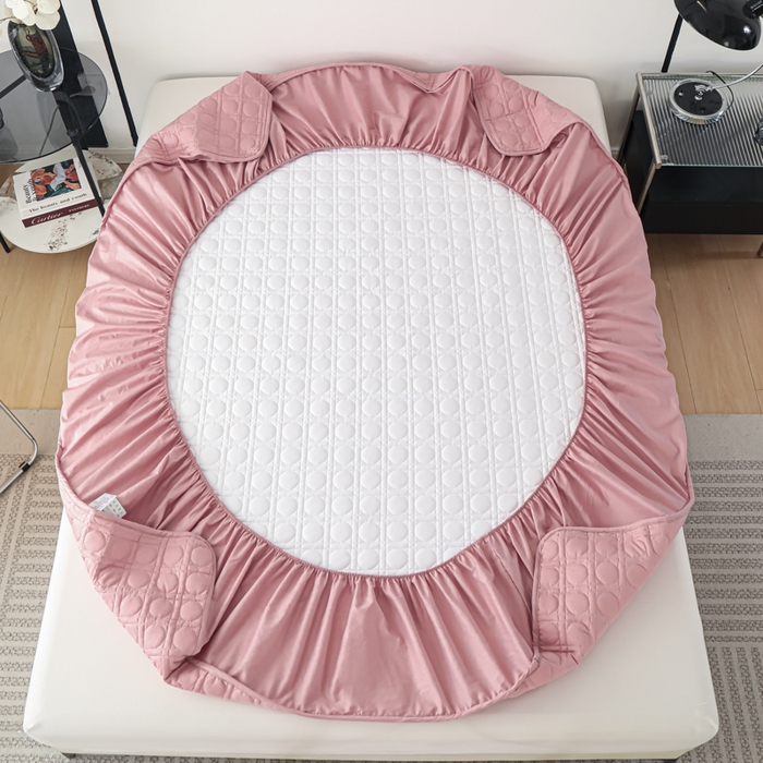 91家纺网 家纺一手货源 找家纺 佳笠家居 2025新款全棉纯棉夹棉床笠四季通用席梦思保护套床罩-初见系列 豆沙粉