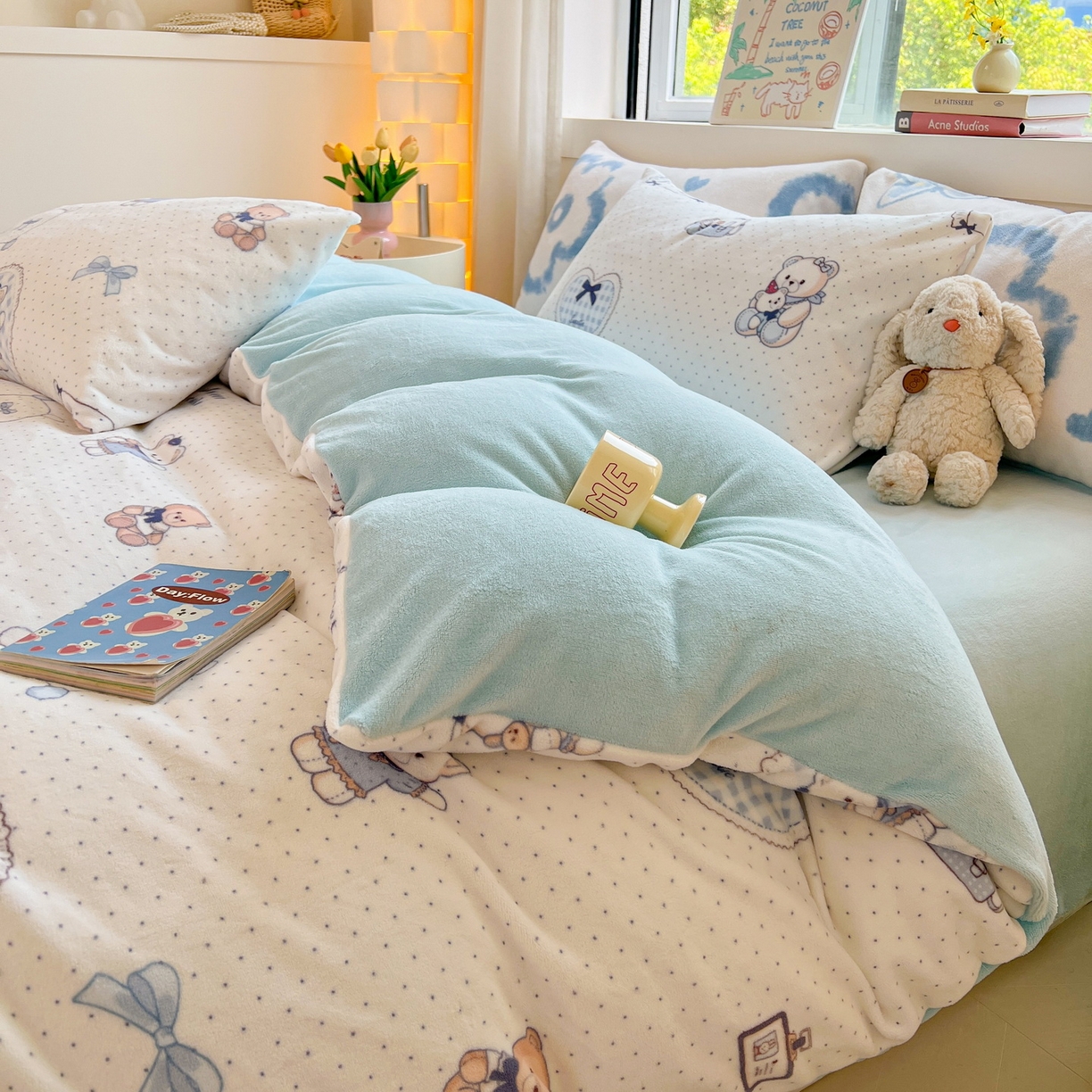 91家纺网 家纺一手货源 找家纺 LIFE.丽芙 2025秋冬新款A类牛奶绒加厚保暖单被套 贝果宝贝