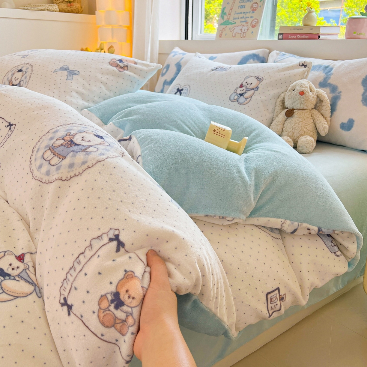 91家纺网 家纺一手货源 找家纺 LIFE.丽芙 2025秋冬新款A类牛奶绒加厚保暖单被套 贝果宝贝