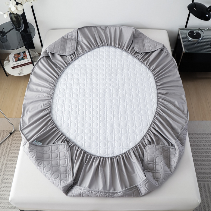 91家纺网 家纺一手货源 找家纺 佳笠家居 2025新款全棉纯棉夹棉床笠四季通用席梦思保护套床罩-初见系列 高级灰