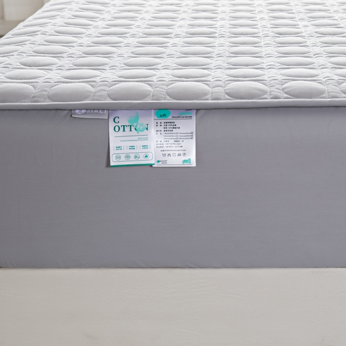 91家纺网 家纺一手货源 找家纺 佳笠家居 2025新款全棉纯棉夹棉床笠四季通用席梦思保护套床罩-初见系列 高级灰