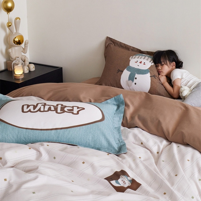 91家纺网 家纺一手货源 找家纺 由丽2025新款卡通磨毛印花四件套（控价券后不低于小号190，标准210，加大225） 圣诞-米