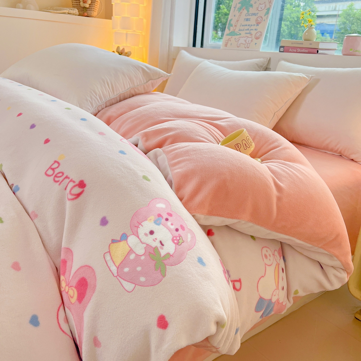 91家纺网 家纺一手货源 找家纺 LIFE.丽芙 2025秋冬新款A类牛奶绒加厚保暖单被套 乖乖喵