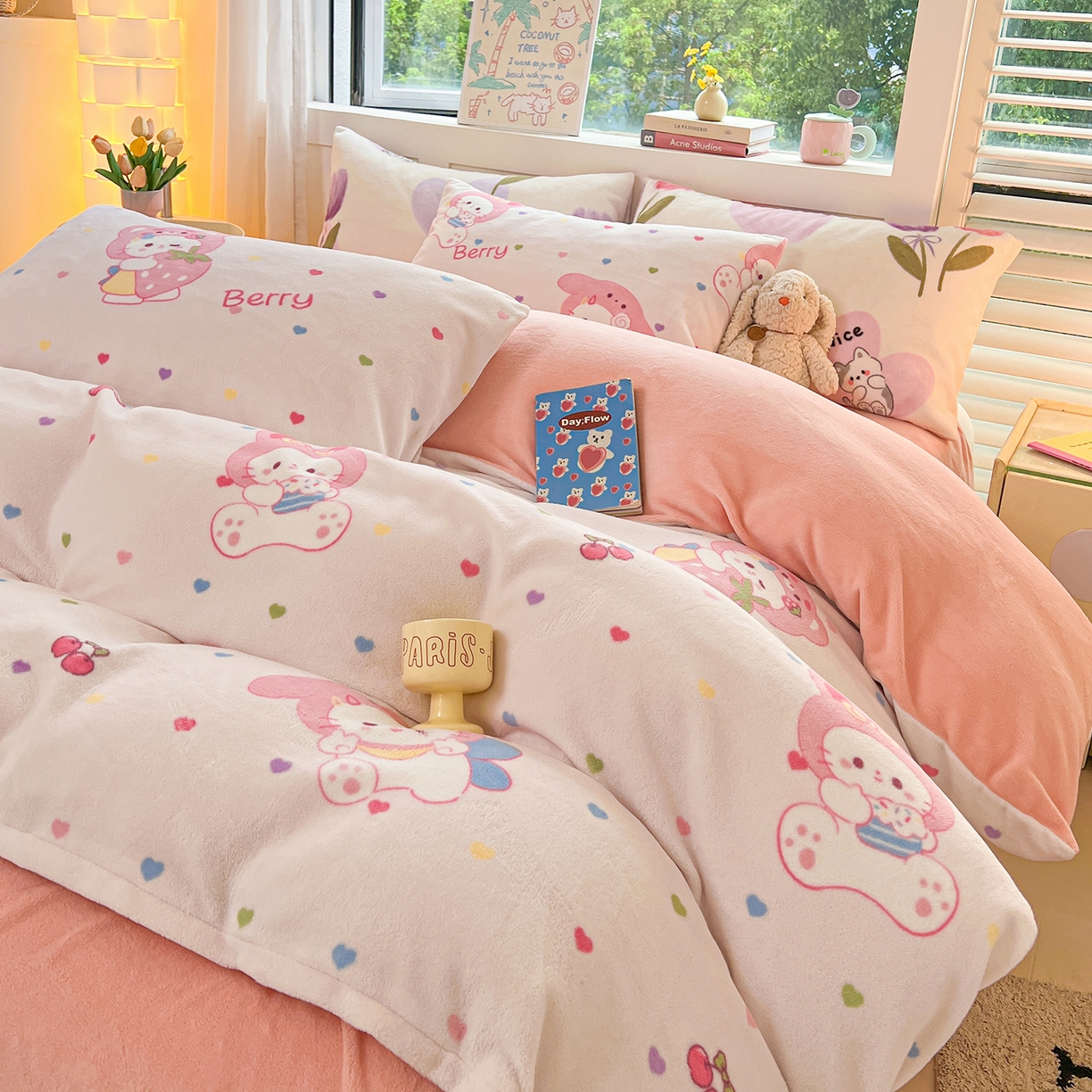 91家纺网 家纺一手货源 找家纺 LIFE.丽芙 2025秋冬新款A类牛奶绒加厚保暖单被套 乖乖喵