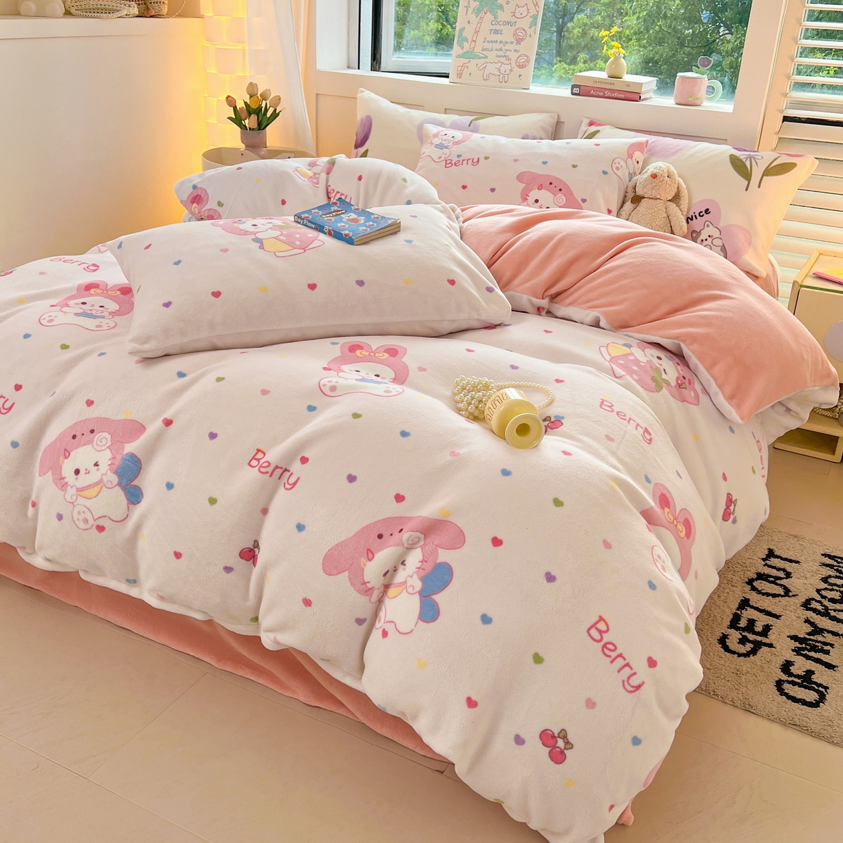 91家纺网 家纺一手货源 找家纺 LIFE.丽芙 2025秋冬新款A类牛奶绒加厚保暖单被套 乖乖喵