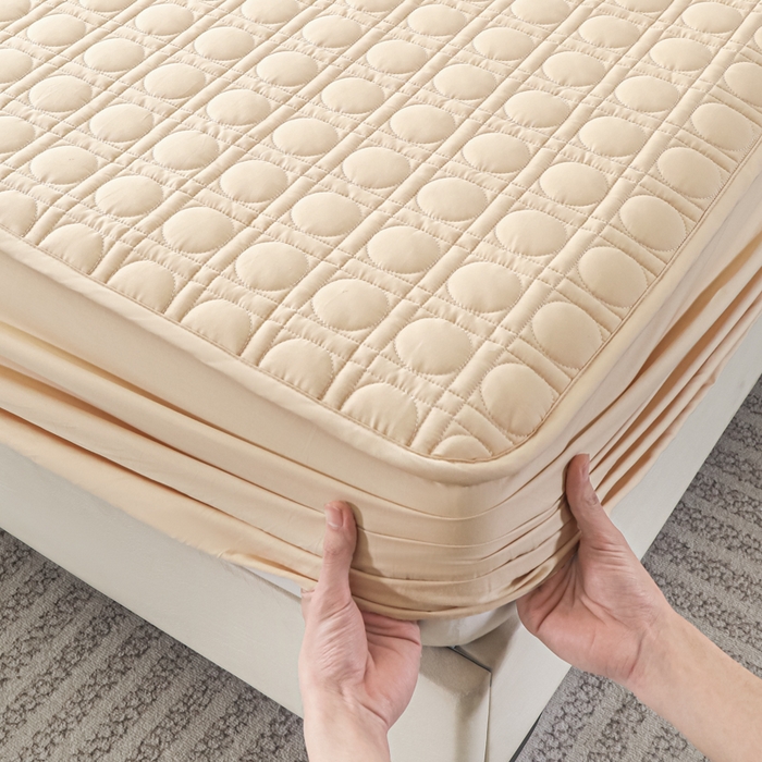 91家纺网 家纺一手货源 找家纺 佳笠家居 2025新款全棉纯棉夹棉床笠四季通用席梦思保护套床罩-初见系列 卡其色