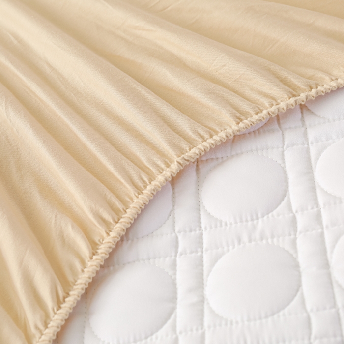 91家纺网 家纺一手货源 找家纺 佳笠家居 2025新款全棉纯棉夹棉床笠四季通用席梦思保护套床罩-初见系列 卡其色