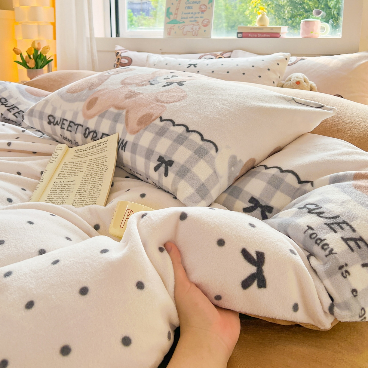 91家纺网 家纺一手货源 找家纺 LIFE.丽芙 2025秋冬新款A类牛奶绒加厚保暖单被套 安心熊仔