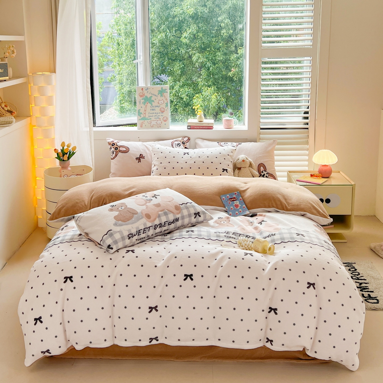 91家纺网 家纺一手货源 找家纺 LIFE.丽芙 2025秋冬新款A类牛奶绒加厚保暖单被套 安心熊仔