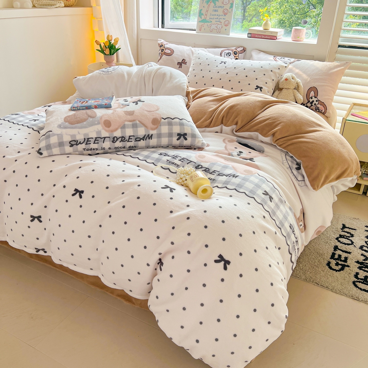 91家纺网 家纺一手货源 找家纺 LIFE.丽芙 2025秋冬新款A类牛奶绒加厚保暖单被套 安心熊仔