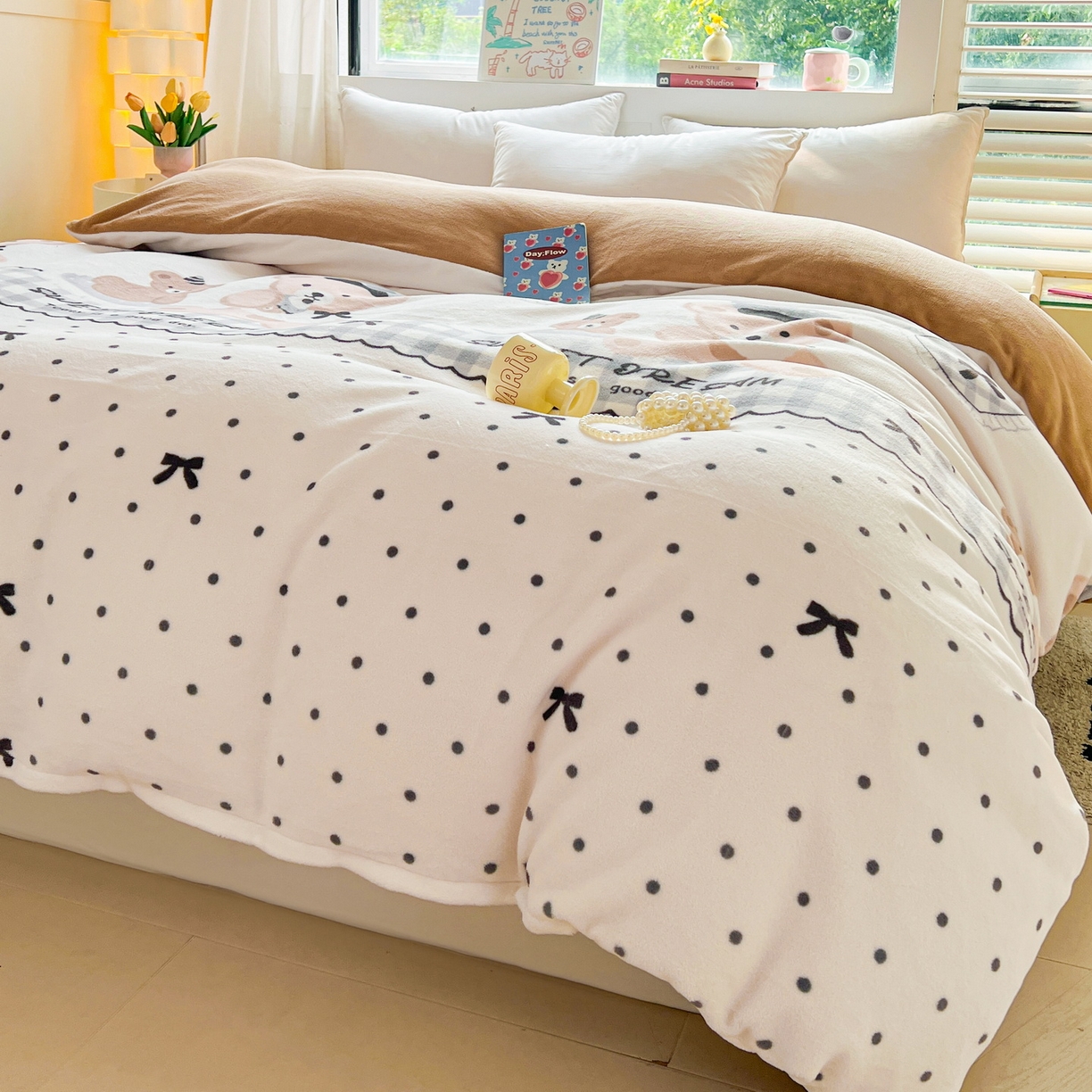 91家纺网 家纺一手货源 找家纺 LIFE.丽芙 2025秋冬新款A类牛奶绒加厚保暖单被套 安心熊仔