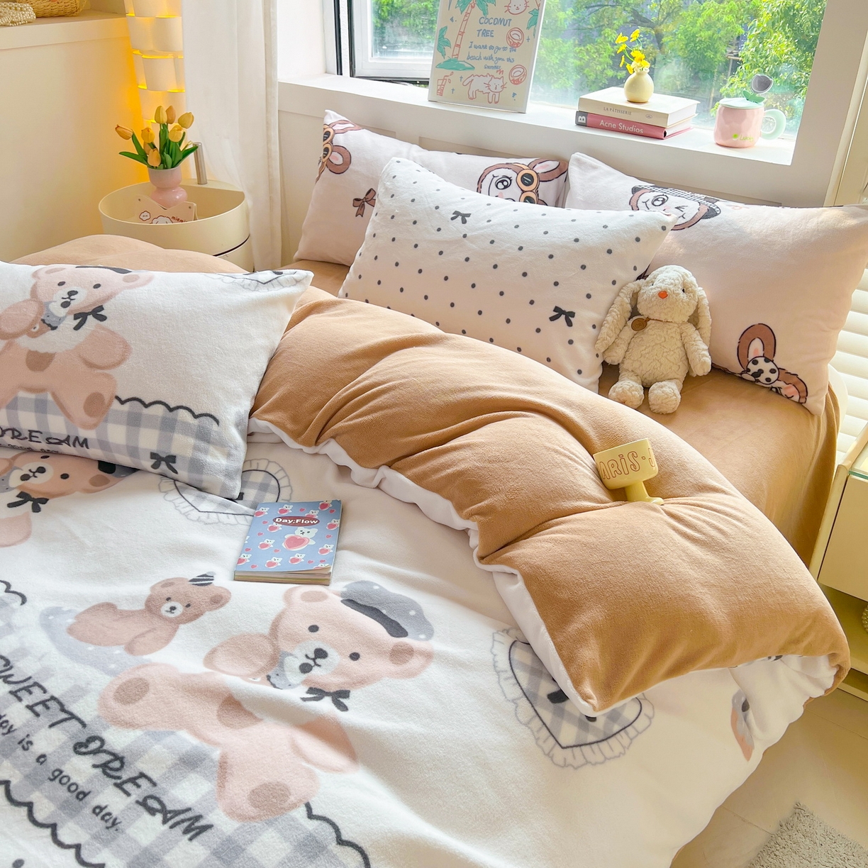 91家纺网 家纺一手货源 找家纺 LIFE.丽芙 2025秋冬新款A类牛奶绒加厚保暖单被套 安心熊仔